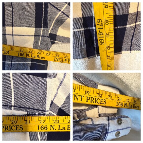 Vintage Field Gear Plaid Button-Up Shirt Navy & Cream Long Sleeve 100% Cotton XL - Picture 12 of 16